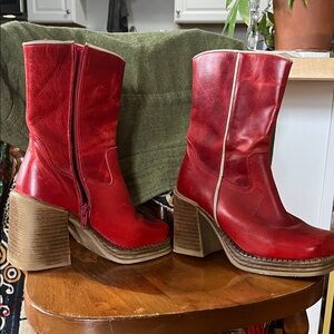 Chic Red Heeled Boots for Women